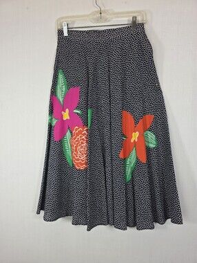 Vintage Jimmy Garcia New York Floral Rayon Midi Skirt Pockets Size 10 (Fits Smal